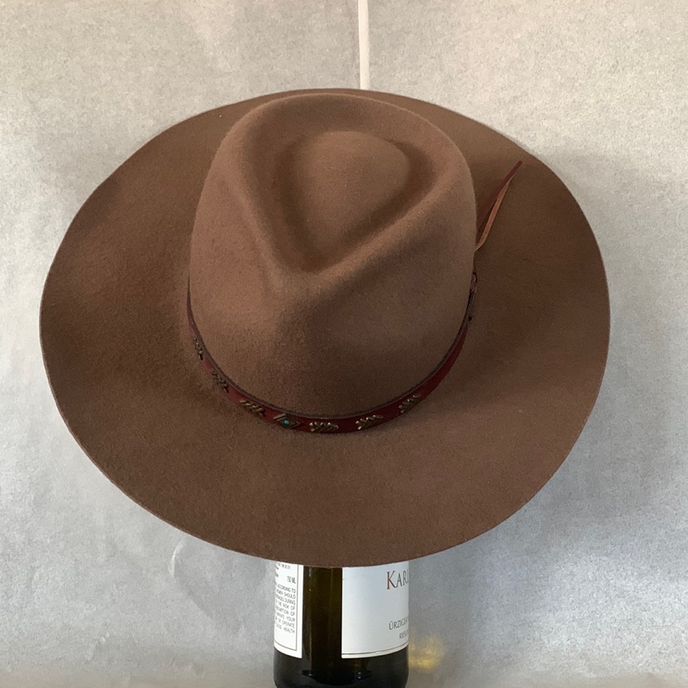 Eddy Bros. Dark Khaki Brown Wool Stetson Rancher Cowboy Hat Broken Arrow Band